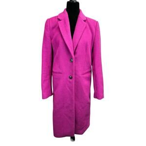 LOFT Pink Wool Blend Coat Classic Single Breasted Long Coat S